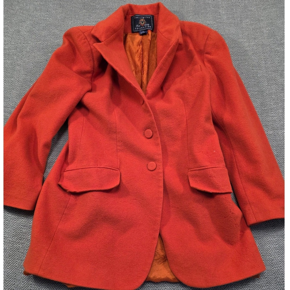 The Limited Vintage Wool Cashmere Orange Blazer Coat Jacket Women Medium Hungary